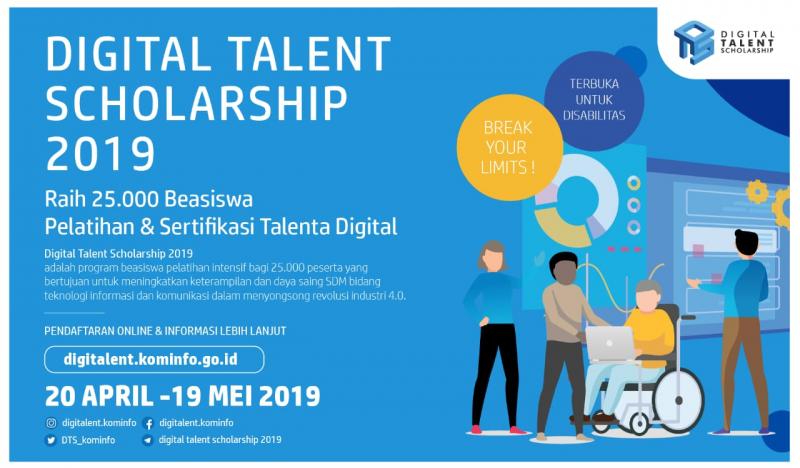 Pendaftaran 25.000 Beasiswa Digital Talent Scholarship 2019 Dibuka