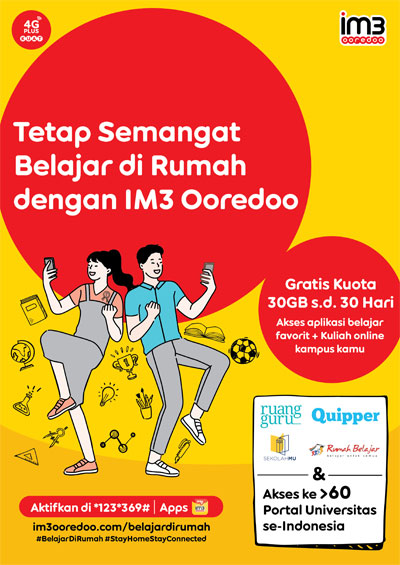 Indosat Ooredoo Berikan Kuota Gratis Selama 30 Hari untuk Belajar Online