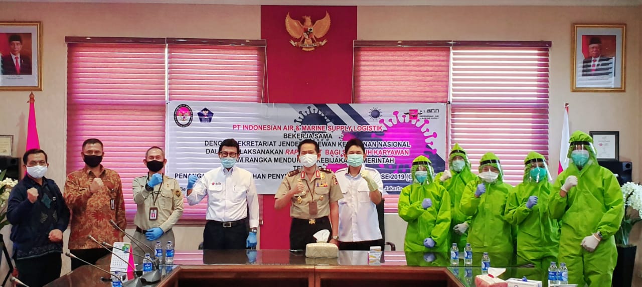 Indonesian Air & Marine Supply Logistik Bekerja Sama Dengan Sekretariat Jenderal Dewan Ketahanan Nasional RI Melaksanakan Rapid Test Covid-19