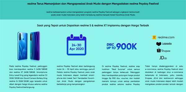 Gelar Payday Festival, Realme Tebar Diskon, Voucher dan Hadiah Menarik Lainnya