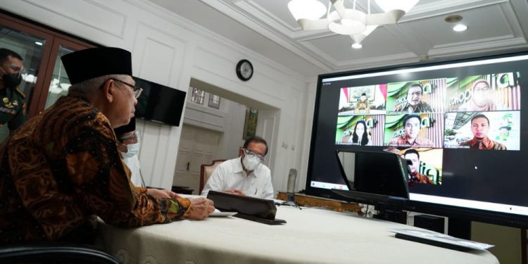 Wakil Presiden (Wapres) K.H. Ma’ruf Amin saat menerima audiensi Co-Founder dan Vice Chairman Tokopedia, 16/04/2021