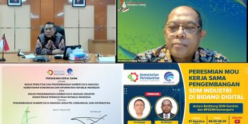 Penandatanganan Nota Kesepahaman tentang Pengembangan Sumber Daya Manusia Industri, Komunikasi dan Informatika yang berlangsung virtual di Jakarta, 27/08/2021