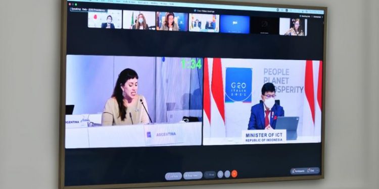 Pertemuan Bilateral Menkominfo dengan Sekretaris Negara untuk Inovasi Publik Argentina, Micaela Sánchez Malcolm, di sela Pertemuan Tingkat Menteri G20 Bidang Digital