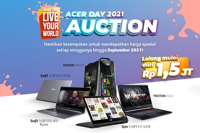 Ada Lelang dan Flash Sale di Acer Day 2021 Live Your World