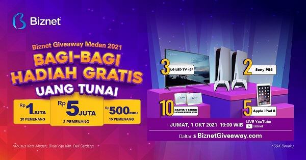 Lewat Biznet GiveAway Medan 2021, Biznet Siap Bagikan Hadiah Jutaan Rupiah