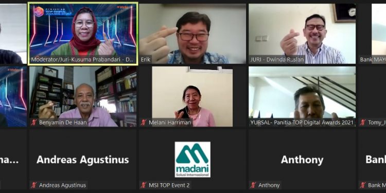 Bank Mayora saat penjurian TOP Digital Awards 2021, secara online, 29/10/2021. (foto: Dokumentasi It Works)