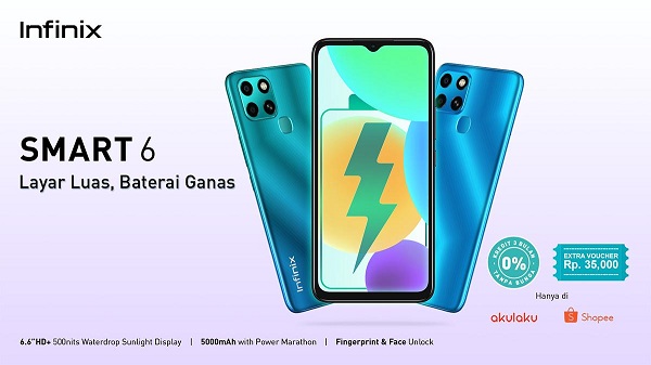 Infinix Smart 6 Rilis di Indonesia, Usung Layar Luas dan Baterai 5000 mAh