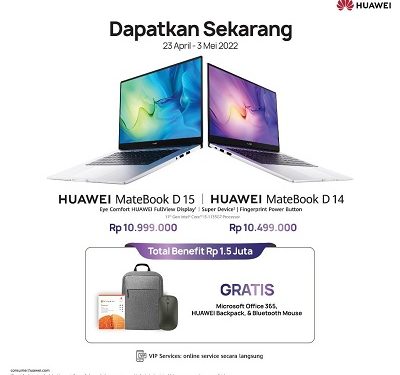HUAWEI MateBook D14 & D15 Mulai Tersedia di Pasaran