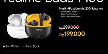 realme Buds T100, TWS Entry-level Berdesain Tone Hit Color