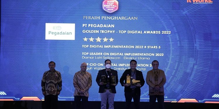 Pegadaian Raih Golden Trophy TOP Digital Awards 2022