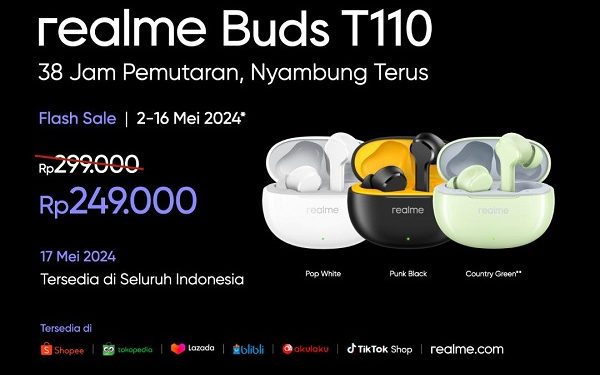 Resmi Rilis, TWS realme Buds T110 Bawa 9 Keunggulan Harga 200 Ribuan