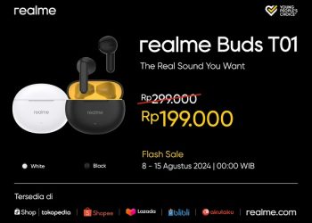 Rilis di Indonesia, realme Buds T01 Dijual Rp200 Ribuan