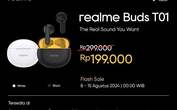 Rilis di Indonesia, realme Buds T01 Dijual Rp200 Ribuan