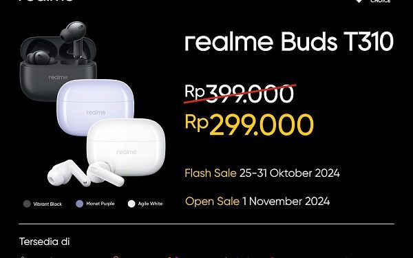 realme Buds T310, TWS Terjangkau dengan Active Noise Cancellation