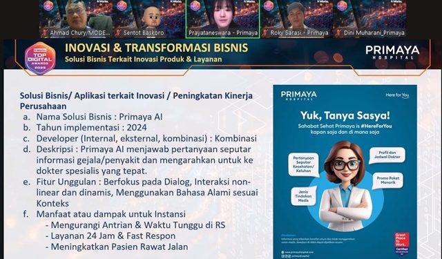 TOP Digital Awards 2025: Primaya Hospital Terus Tingkatkan Layanan Dengan Dukungan Teknologi AI